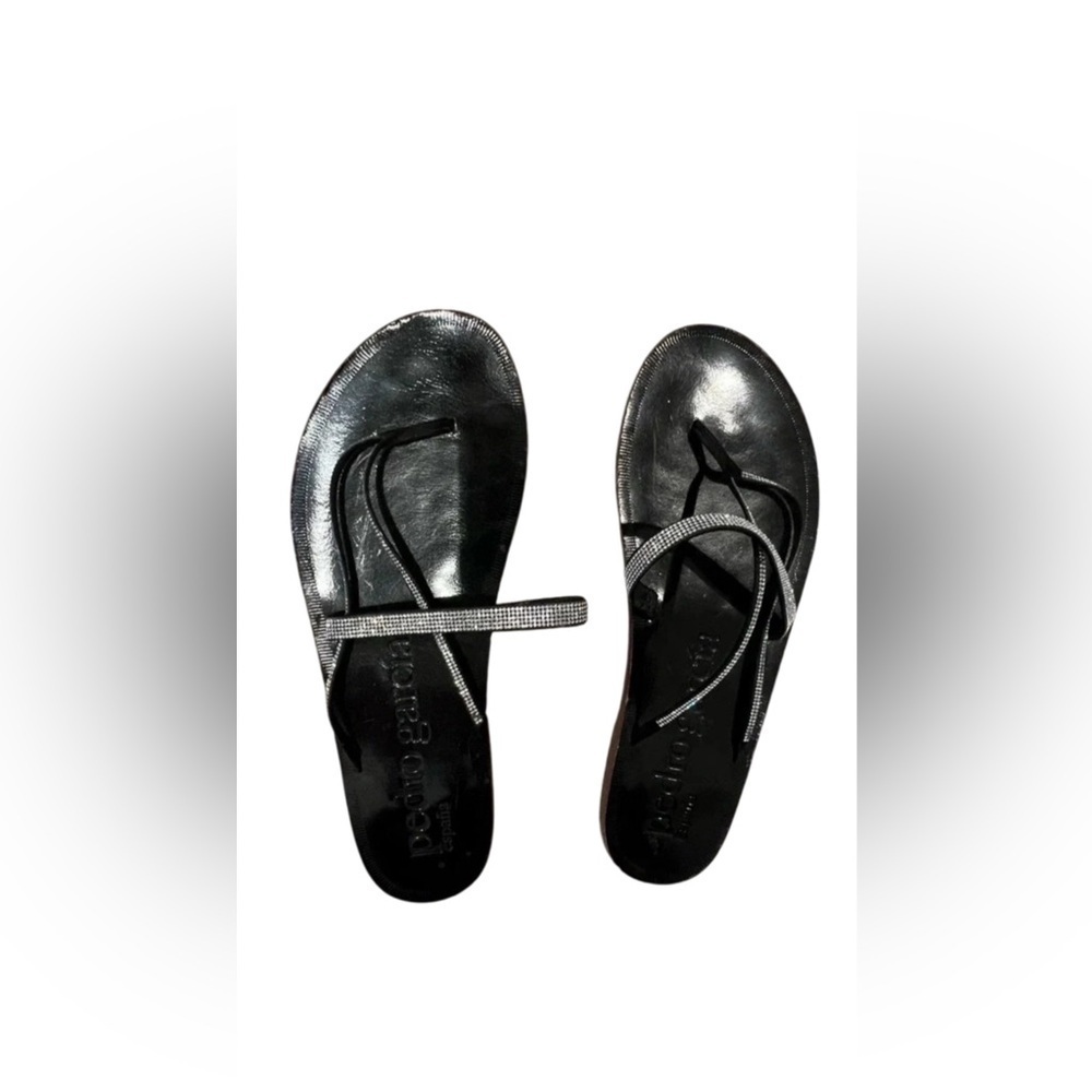 Pedro Garcia Ilsa Flat Crystal Sandal, Black